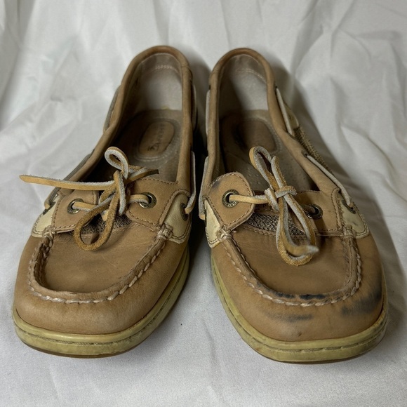 Sperry Topsider Angelfish Varsity Boat Linen Oat Leather Shoes Size 8 - Picture 3 of 12